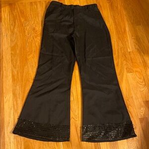 Black Men's Sequin Hem Flared Pants